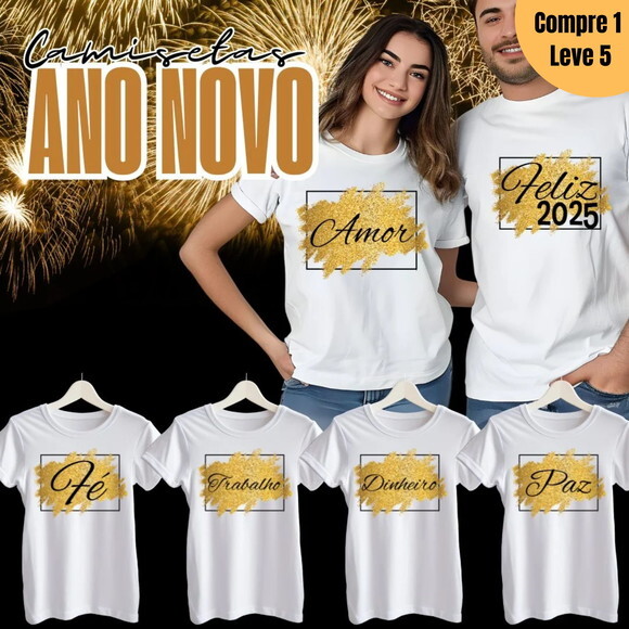 Arquivo Digital Camiseta de Ano Novo Glitter -805