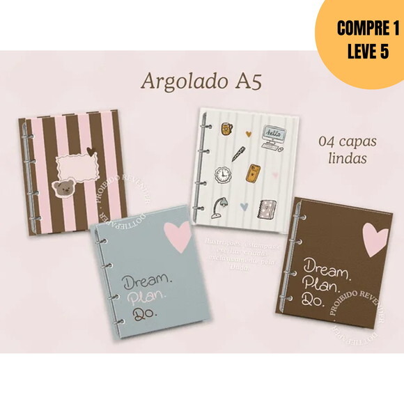 Arquivo Digital Capas Argolado Bella School A5 -6060