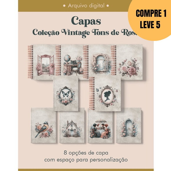 Arquivo Digital Capas Coleção Vintage Tons de Rosa -5039