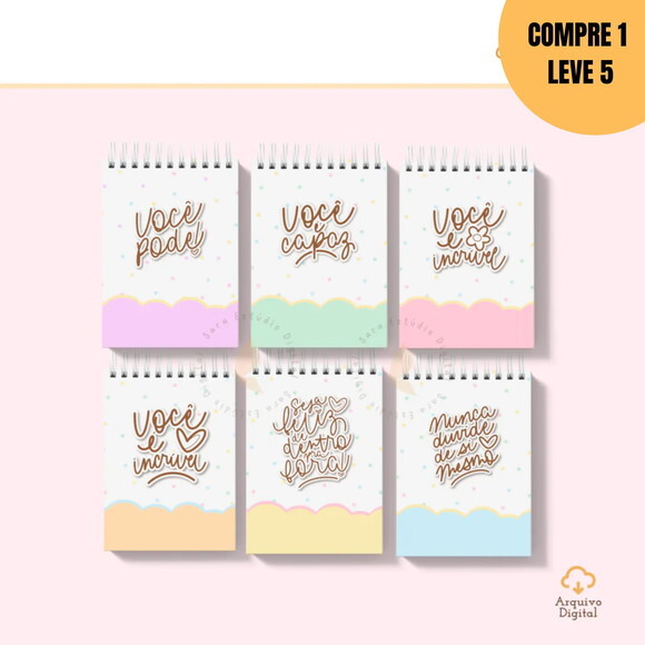 Arquivo Digital Capas Fofas Motivacionais A5 e A6 -2399