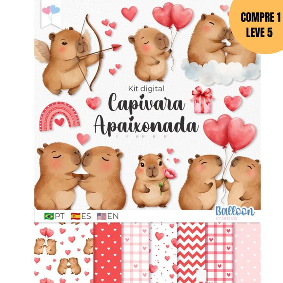 Arquivo Digital Capivara Apaixonada Kit Digital -3471