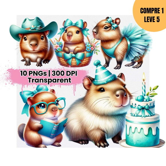 Arquivo Digital Capivara Azul Turquesa Kit Digital -4234