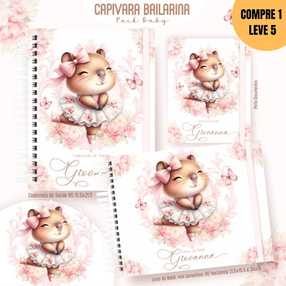 Arquivo Digital Capivara Bailarina Livro de Bebê - 222