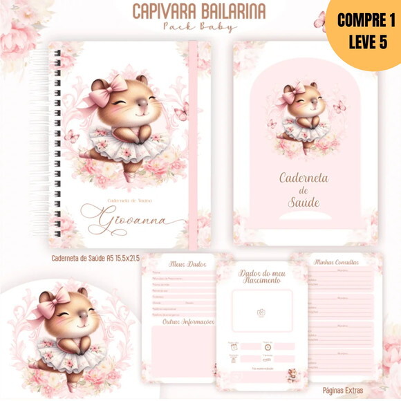 Arquivo Digital Capivara Bailarina Livro de Bebê - 222