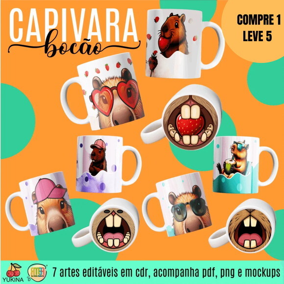 Arquivo Digital Capivara Bocão Estampas Canecas -4760