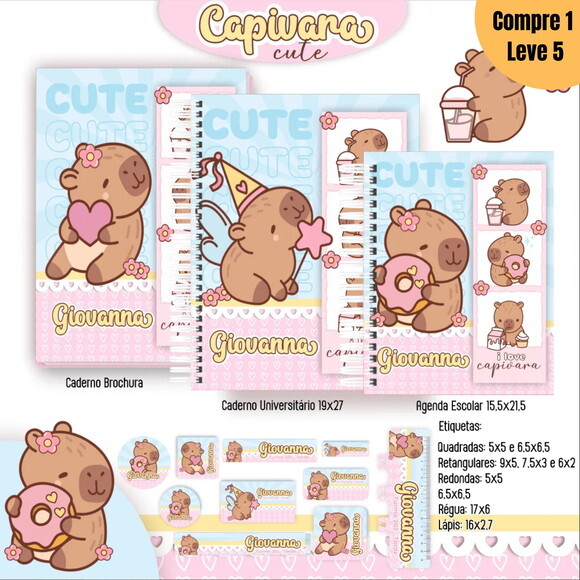 Arquivo Digital Capivara Cute Kit Escolar 2025 -815