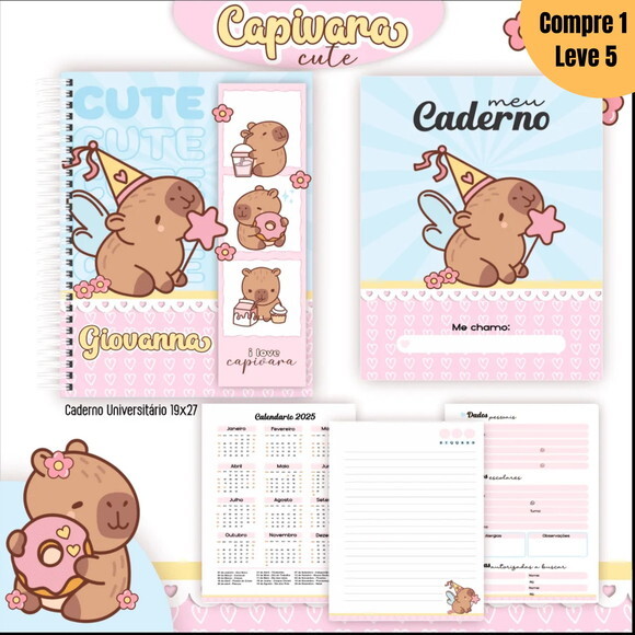 Arquivo Digital Capivara Cute Kit Escolar 2025 -815