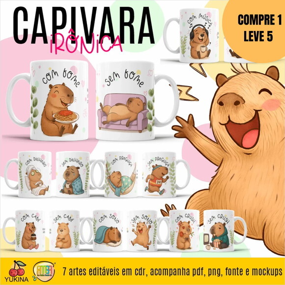 Arquivo Digital Capivara Irônica Estampas Canecas -4761