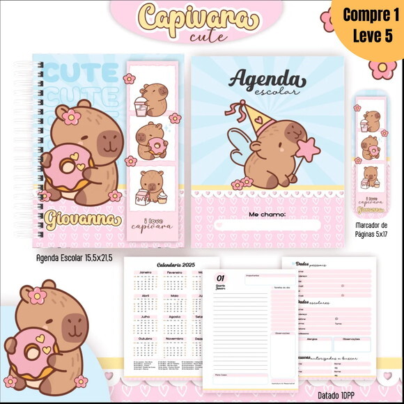 Arquivo Digital Capivara Cute Kit Escolar 2025 -815