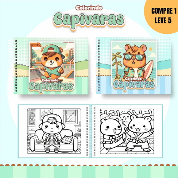 Arquivo Digital Capivara Menino Livros de Colorir -3121