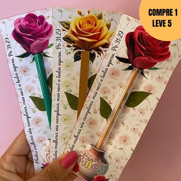 Arquivo Digital Card Caneta, Lápis Rosas Dia das Mãe -2521