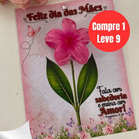 Arquivo Digital Card Mini Presilha Flor Dia das Mães -6828