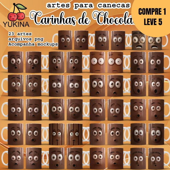Arquivo Digital Carinhas de Chocolate Canecas -4830