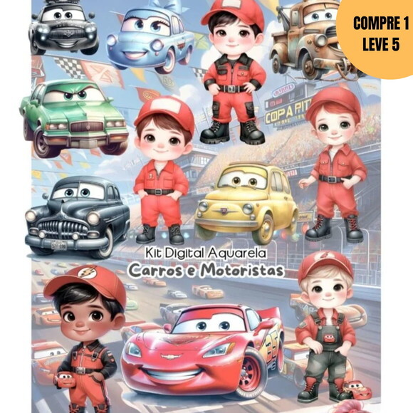 Arquivo Digital Carros Disney Aquarela Kit Digital -3678