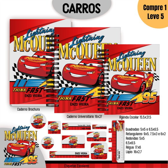 Arquivo Digital Carros Disney Kit Escolar 2025 -1052