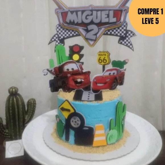 Arquivo Digital Carros Disney Topo de Bolo -6109
