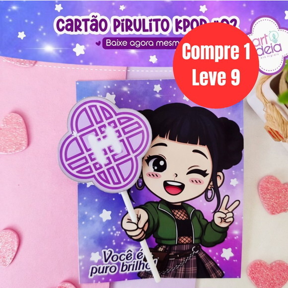 Arquivo Digital Cartão Pirulito Kpop -6893