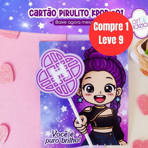 Arquivo Digital Cartão Pirulito Kpop -6892