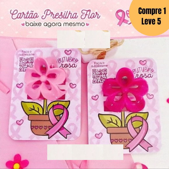 Arquivo Digital Cartão Presilha Flor Outubro Rosa -5224