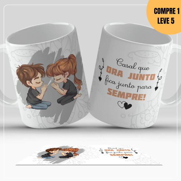Arquivo Digital Casal Que Ora Arte para Canecas -3338