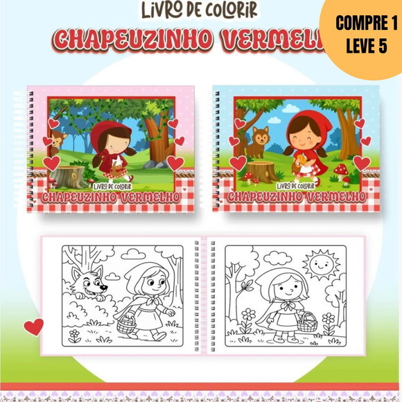 Arquivo Digital Chapeuzinho Vermelho Livros de Colorir -4553