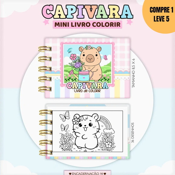 Arquivo Digital Chaveiro Capivara Mini Livro Colorir -3642