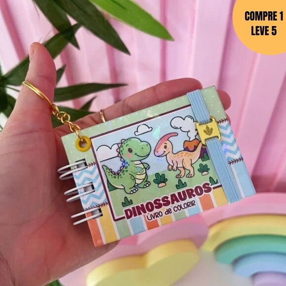Arquivo Digital Chaveiro Dinossauros Mini Livro Colorir-3644