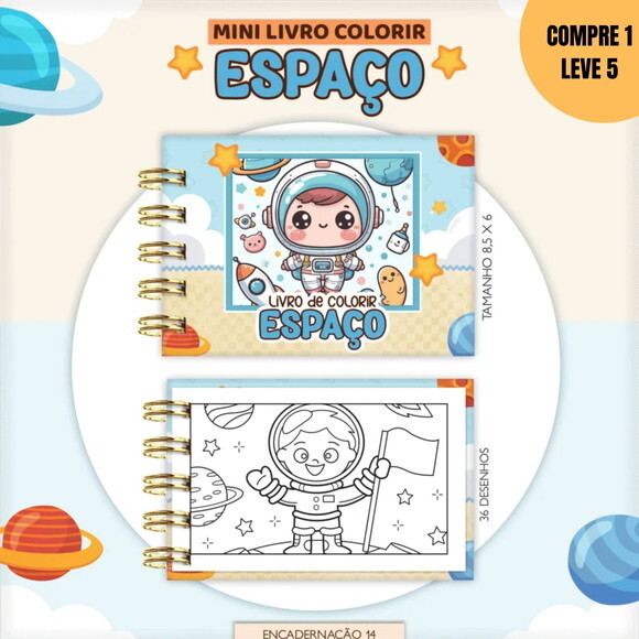 Arquivo Digital Chaveiro Espaço Mini Livro Colorir -3643