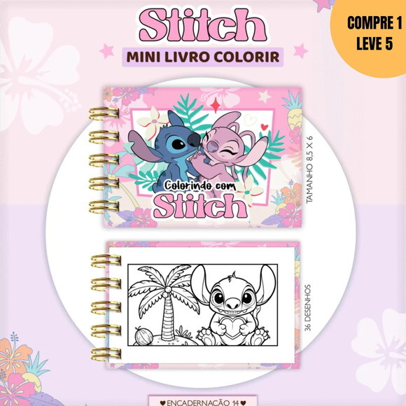 Arquivo Digital Chaveiro Stitch Mini Livro Colorir -3645