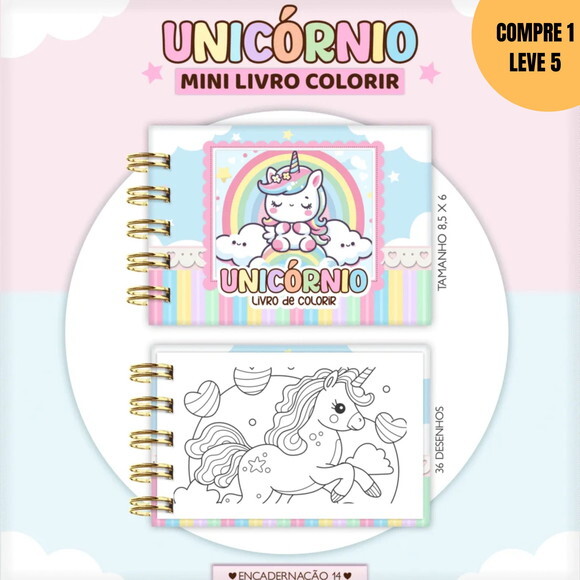 Arquivo Digital Chaveiro Unicórnio Mini Livro Colorir -3647