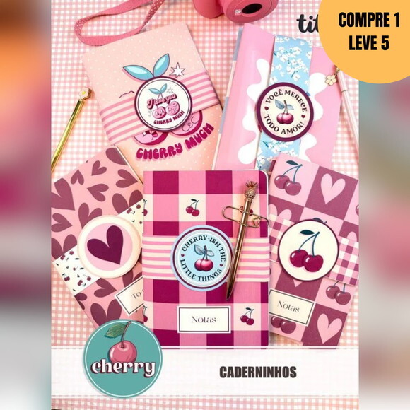 Arquivo Digital Cherry Combo Caderninhos -1495