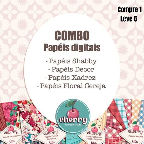 Arquivo Digital Cherry Combo Papéis Extras -1805