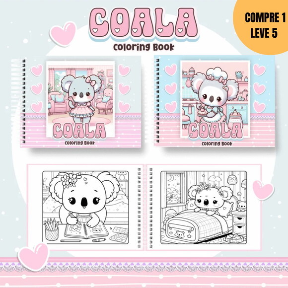 Arquivo Digital Coala Kawaii Livros de Colorir -3125