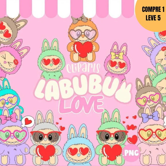 Arquivo Digital Cliparts Labubu Love Kit Digital -3596