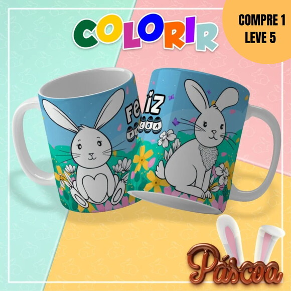Arquivo Digital Colorir Páscoa 2025 Artes para Canecas -2429
