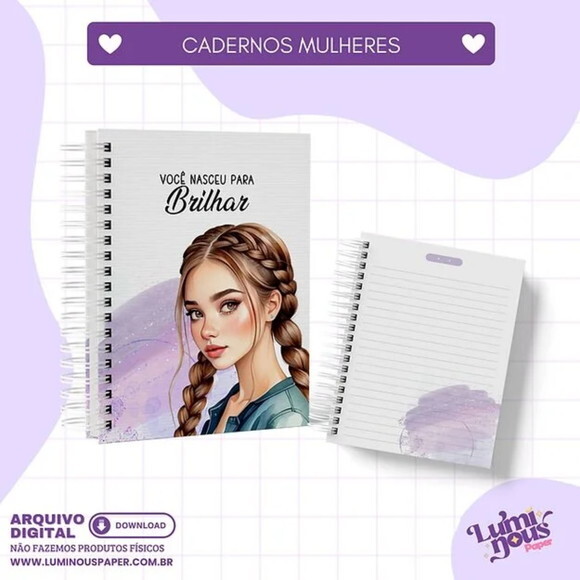 Arquivo Digital Combo 10 Cadernos Mulheres A5 -2135
