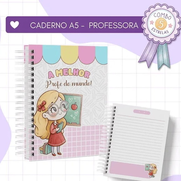Arquivo Digital Combo 5 Estrelas Caderno Professora A5 -4747