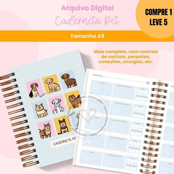 Arquivo Digital Combo Caderneta Pet -5838