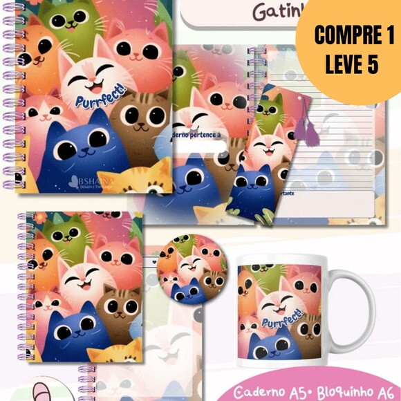 Arquivo Digital Combo Caderno Gatinho -5466