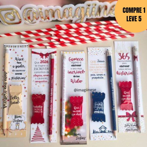 Arquivo Digital Combo Cartão com Lápis e Balinha Natal -5871