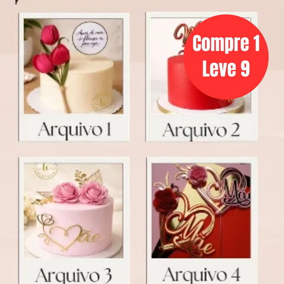 Arquivo Digital Combo Dia das Mães Topos de Bolo -6928