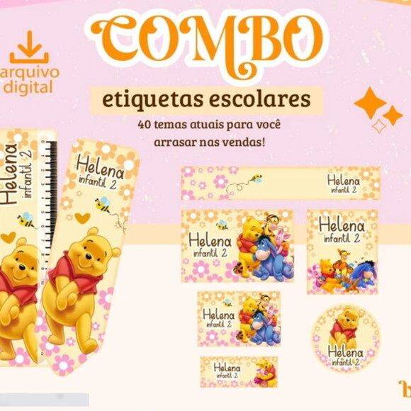 Arquivo Digital Combo Etiquetas Escolares 40 Temas -1641