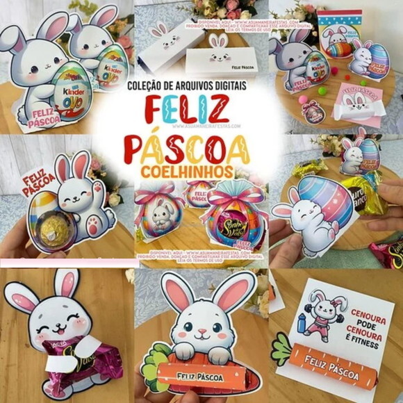 Arquivo Digital Combo Feliz Páscoa Coelhinhos -2149