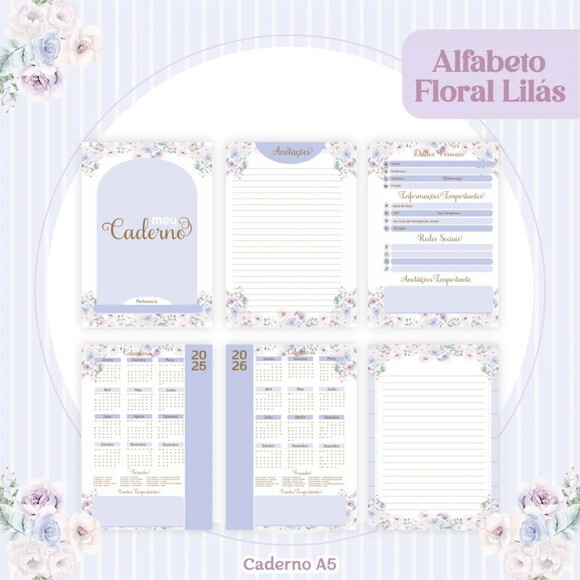 Arquivo Digital Combo Floral Alfabeto Lilás 2025 -356