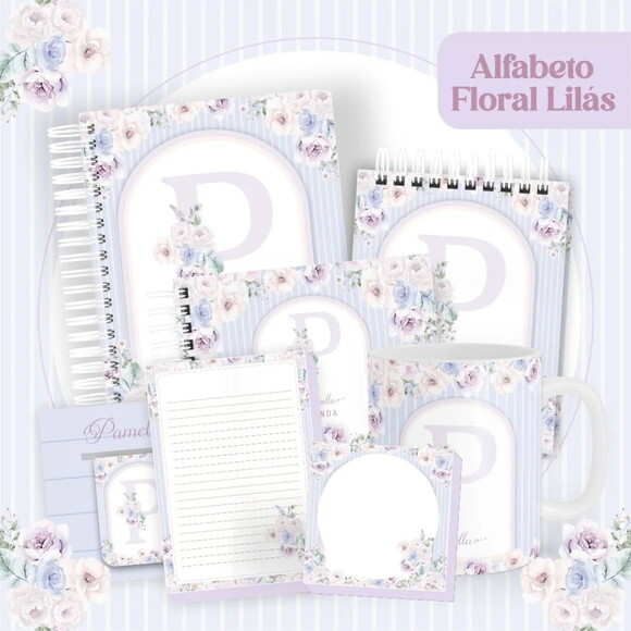 Arquivo Digital Combo Floral Alfabeto Lilás 2025 -356