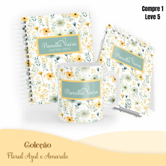 Arquivo Digital Combo Floral Azul e Amarelo 2025 -742