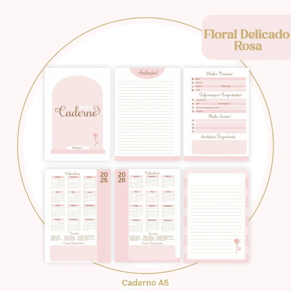 Arquivo Digital Combo Floral Delicado Rosa Agenda 2025 -325