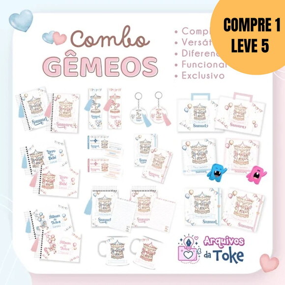Arquivo Digital Combo Gêmeos 10 Temas Menino e Menina -5413