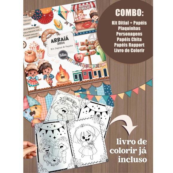 Arquivo Digital Combo Ilustrações + Papéis + Livrinho -3546