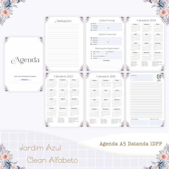 Arquivo Digital Combo Jardim Azul Clean Alfabeto 2025 -1001